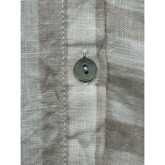 St. Tropez West Shirt Womens Small Beige White Stripe Linen Button Up Blouse - Picture 3 of 8